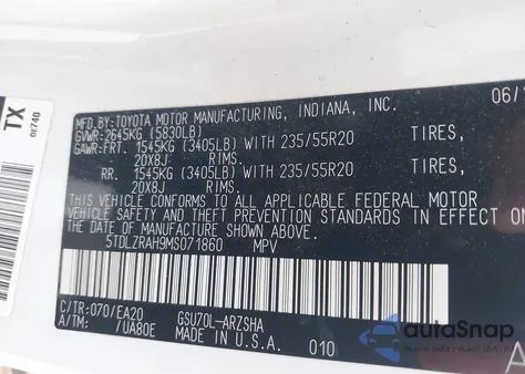 2021 Toyota Highlander Xse из США, поврежденный, VIN 5TDLZRAH9MS071860